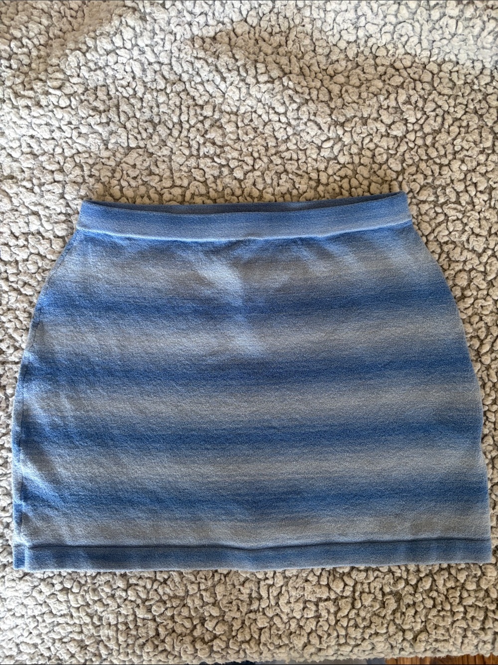 Striped Blue Knit Mini Skirt